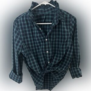 KMJ Quarantina Plaid Blouse with Ruffle Size L